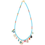 Turquoise Heishi Multi Charms Necklace