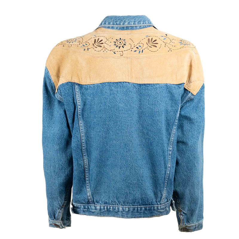 Veste en Jean Oversize avec Motifs en Daim Upcycling