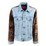 Veste en jean Dos et Manches en Velours Upcycling