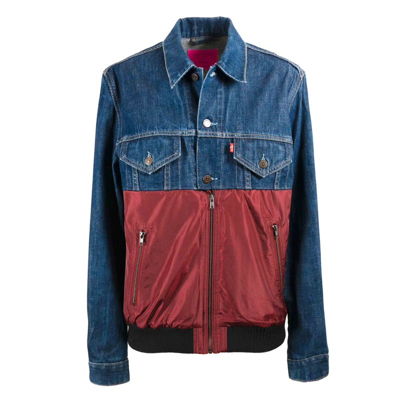 Veste en Jean Brut Levis Demi Bombers bordeaux Upcycling