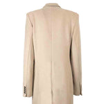 Manteau Long Beige avec Parementure en Pull Torsadé Marron Upcycling