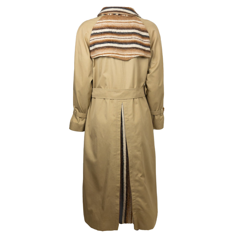 Trench Burberry  Beige avec empiècements en Laine à Rayures Beige et Marron Upcycling