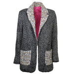 Veste Chevron avec Col et Poches en Tweed Upcycling