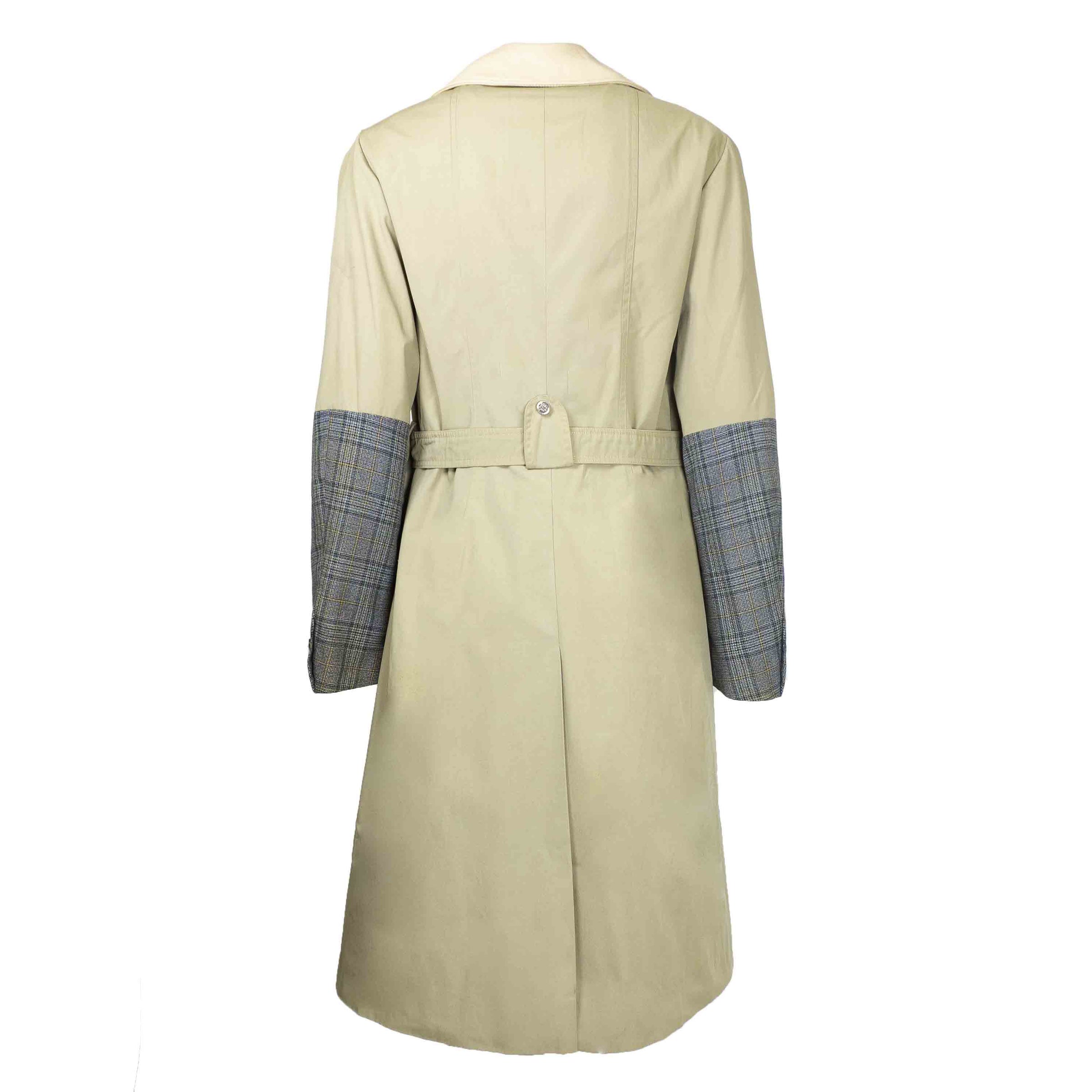 Trench Beige avec Demi Manches Prince de Galles Upcycle ALLTHEMUST