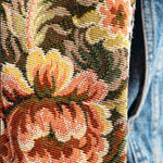 Veste en Jean Bleu Mi manche en Tissu Floral Upcycling