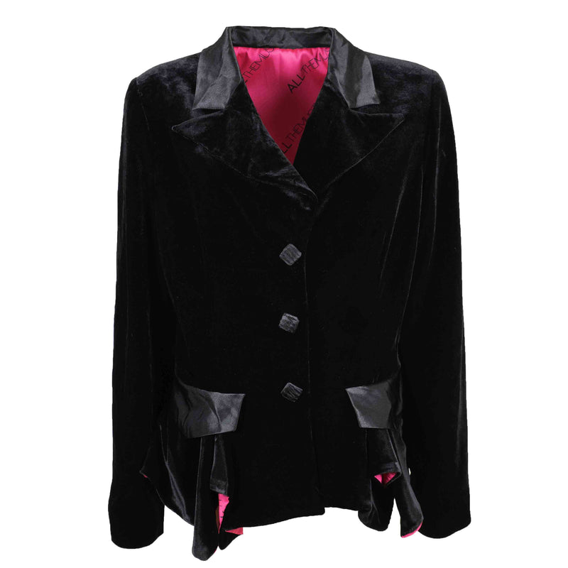 Veste courte en Velours et Satin Noir Upcycling