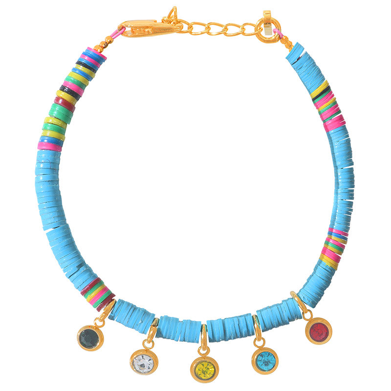 Bracelet Heishi Multi Strass Turquoise