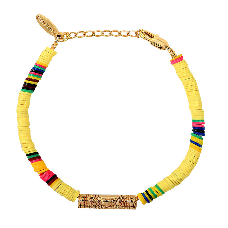 Bracelet Heishi Tube Jaune