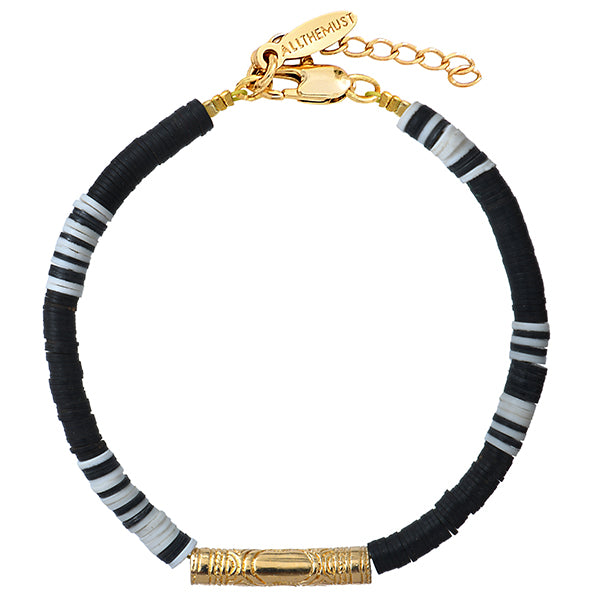 Bracelet Heishi Tube Noir Et Blanc