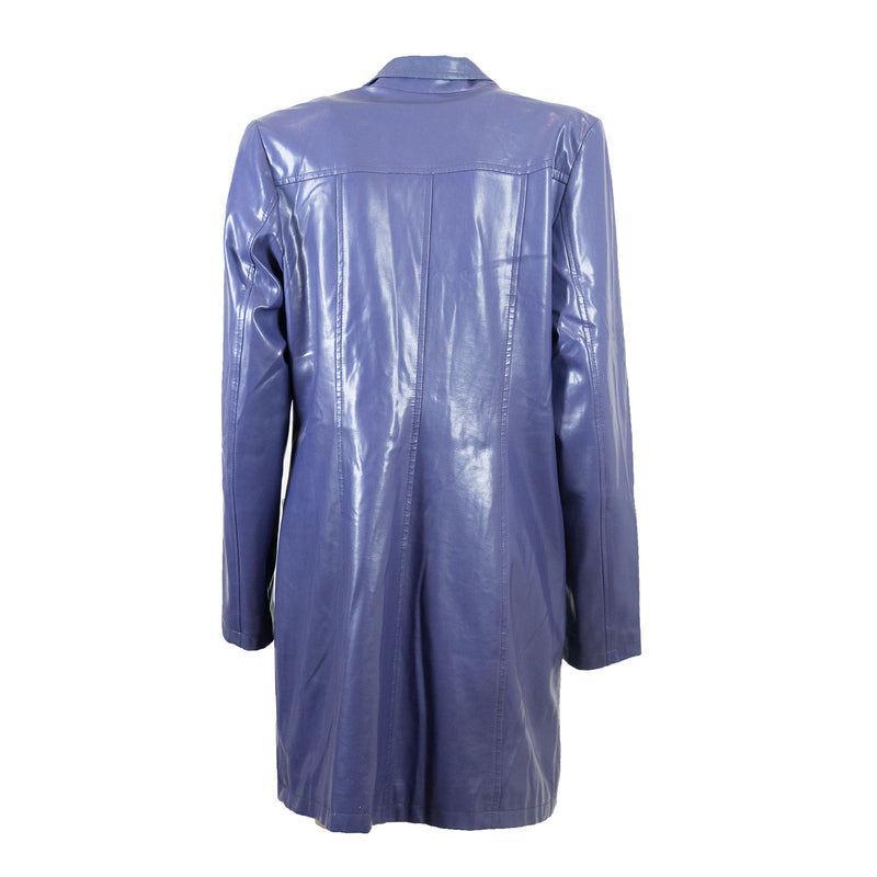 Imperméable Vinyl Violet Parementure Simili Cuir Rose et Jaune Upcycling