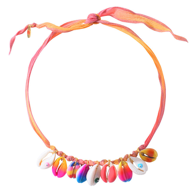 Shell Necklace On Silk Cord 6