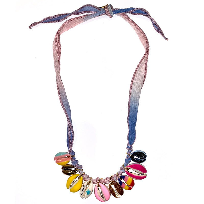Shell Necklace On Silk Cord 8