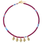 Collier Heishi 5 Pampilles Bordeaux