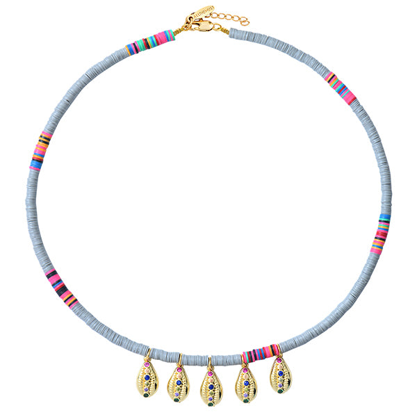 Collier Heishi 5 Pampilles Gris