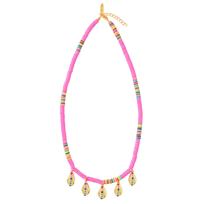 Collier Heishi 5 Pampilles Rose