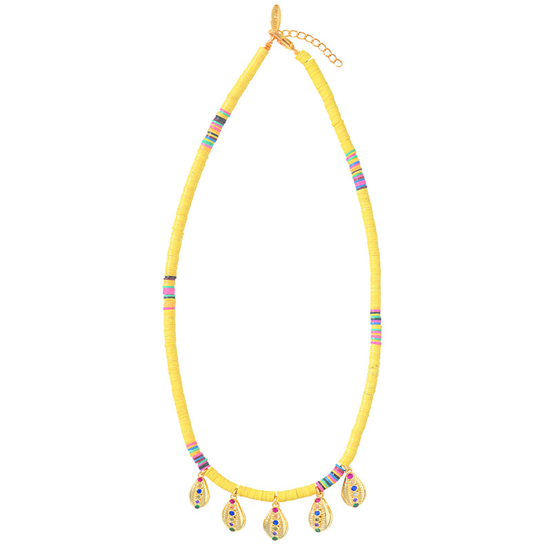 Yellow Heishi Tassel Necklace