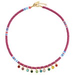 Burgundy Heishi Multi Strass Necklace