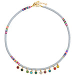 Collier Heishi Multi Strass Gris
