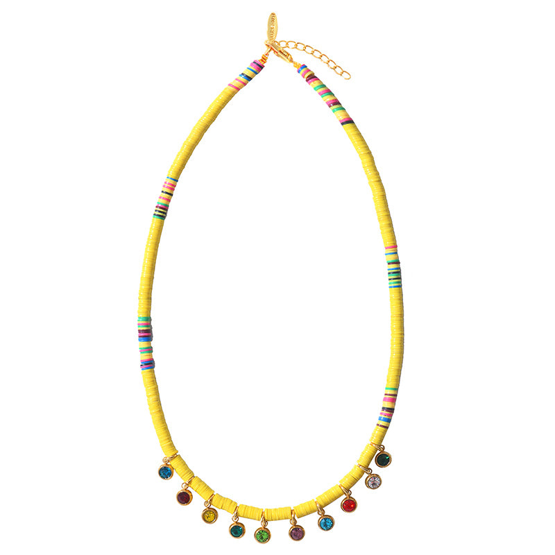 Yellow Heishi Multi Strass Necklace