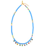 Blue Heishi Multi Strass Necklace