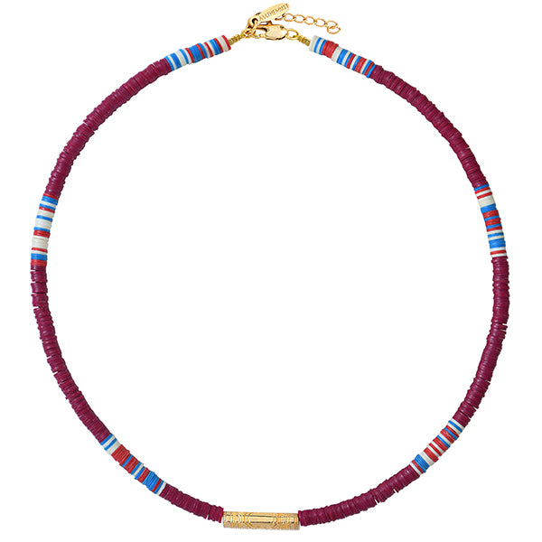 Collier Heishi Tube Bordeaux