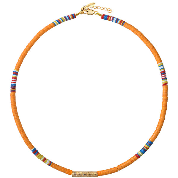 Orange Heishi Tube Necklace