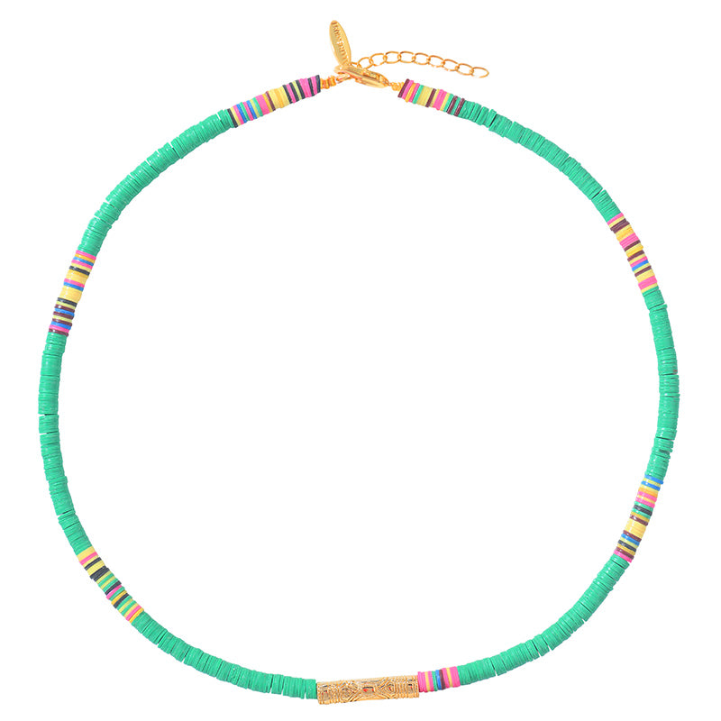 Green Heishi Tube Necklace