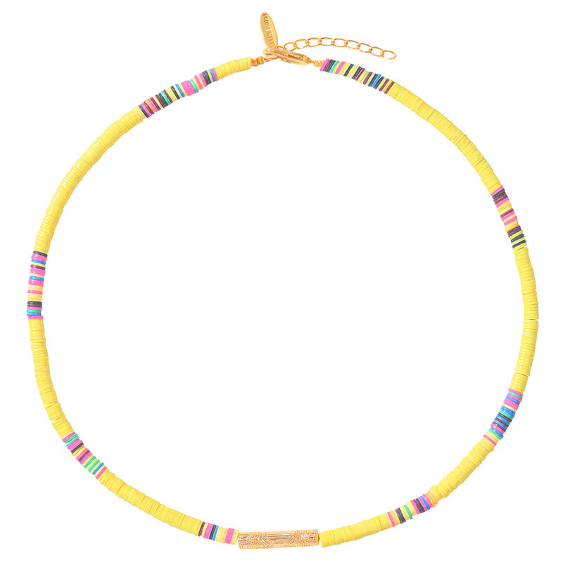 Collier Heishi Tube Jaune