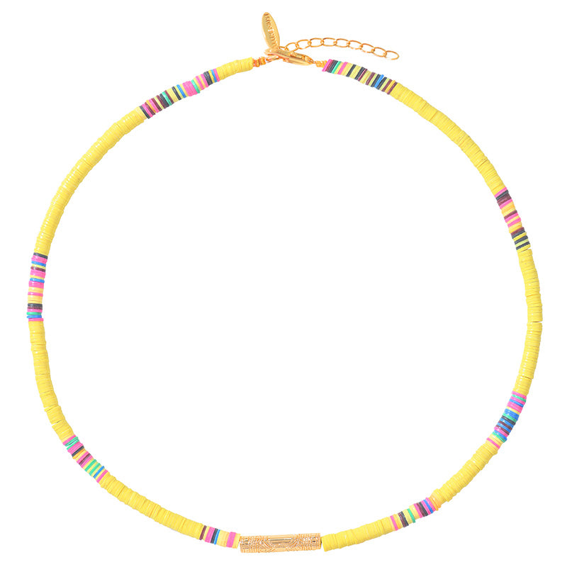Yellow Heishi Tube Necklace