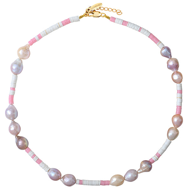 Collier Heishi Perle d'Eau Douce Rose