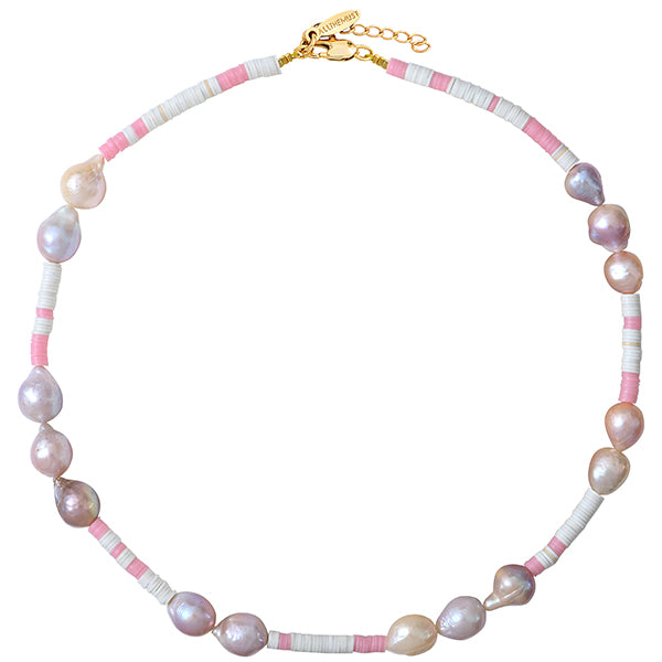 Pink Heishi Fresh Water Pearl Necklace