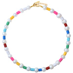 Rainbow Heishi Fresh Water Pearl Necklace