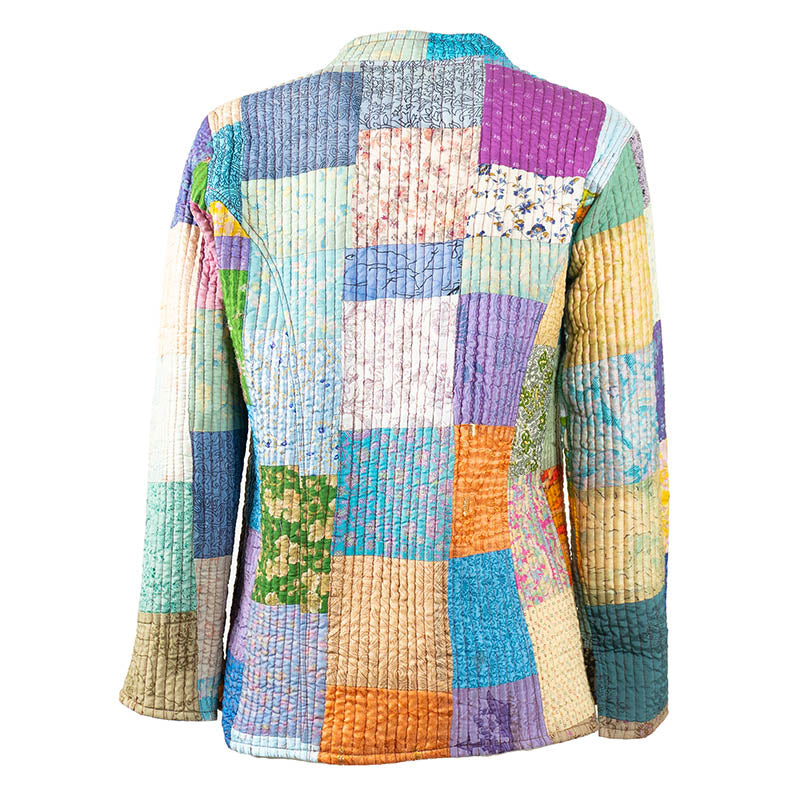 Kimono Patchwork Coloré avec des Poches en Jean Upcycling