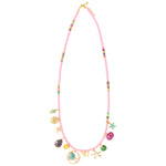 Pink Heishi Multi Charms Necklace