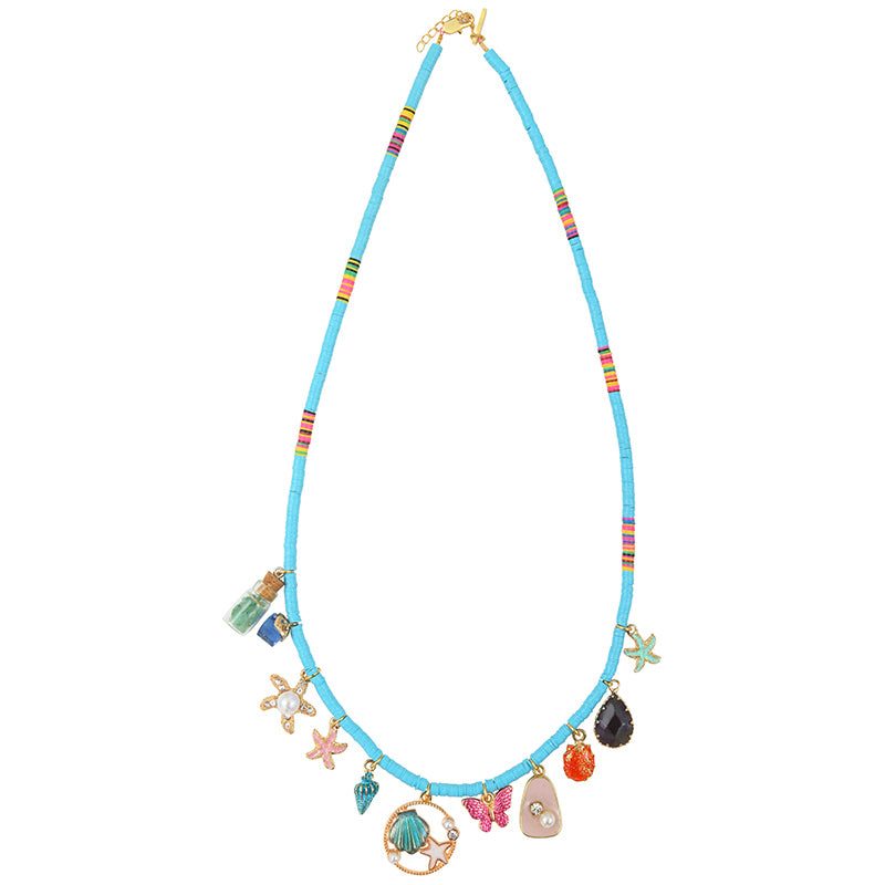 Sautoir Heishi Multi charms Turquoise