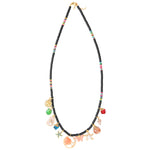 Black Heishi Multi Charms Necklace