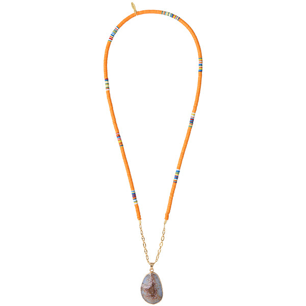 Orange Heishi Stone Necklace