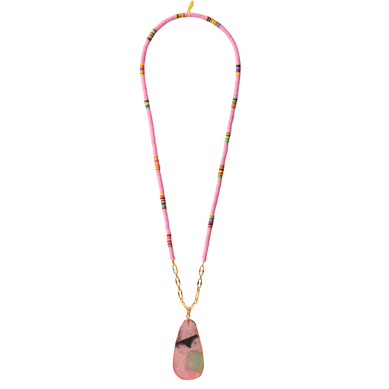 Pink Heishi Stone Necklace