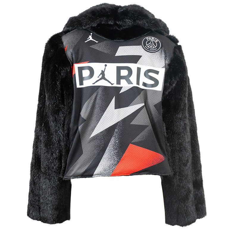 Fourrure Synthétique Courte Noir avec dos en Maillot de football PSG Upcycling