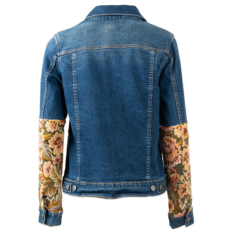 Veste en Jean Foncé Levis Mi manche en Tissu Floral Upcycling