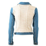 Veste en Jean Dos Pull Torsade Beige Upcycling