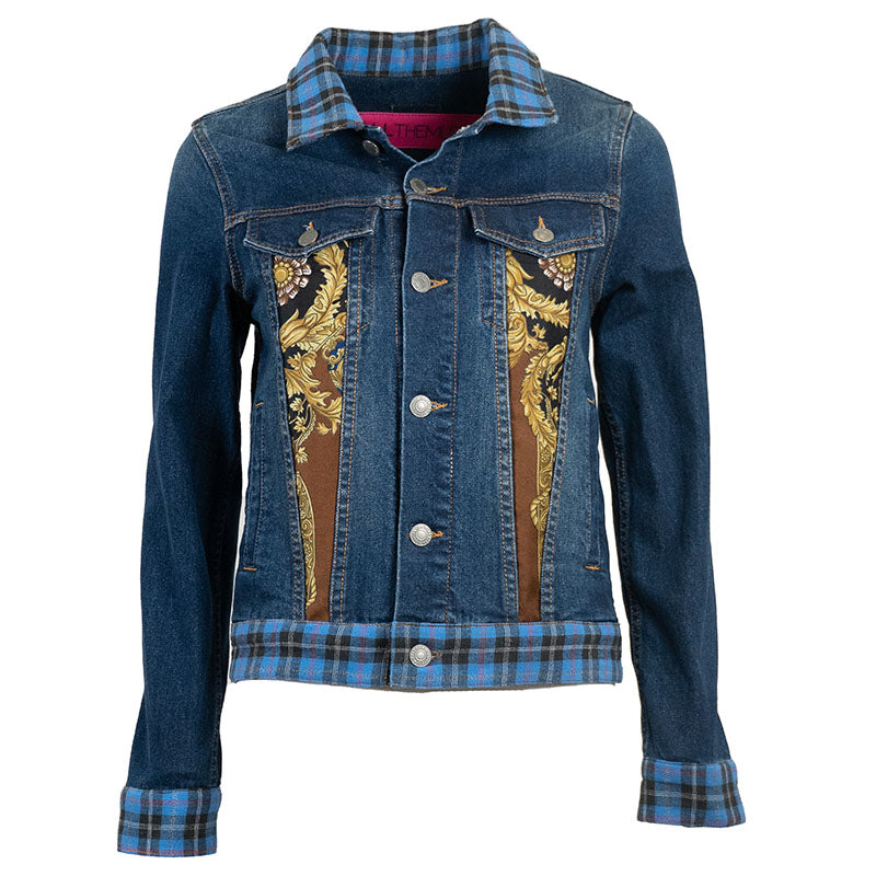 Veste en Jean Bleu Levis avec Col et Dos Chemise bucheron Upcycling