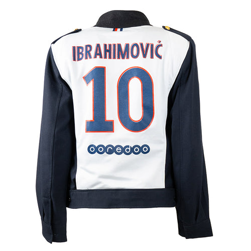 Veste Courte Militaire Bleu Marine avec Dos en Maillot de Football Ibrahimovitch Upcycling