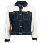 Veste en jean Maille Blanche Upcycling